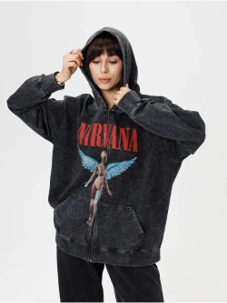 Зип Худи PARABOLA Nirvana оверсайз для мужчин и женщин