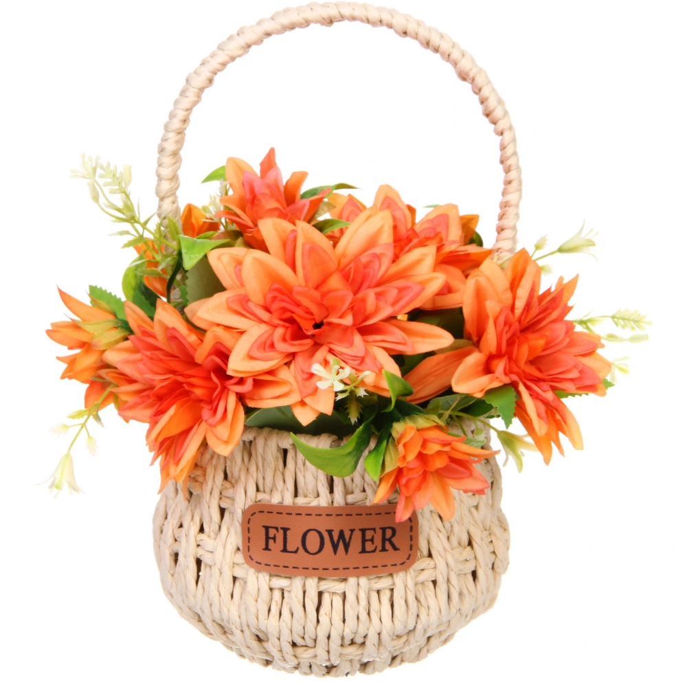 Цветочная композиция «Весенняя мелодия» 13*26см в корзинке оранжевый цвет