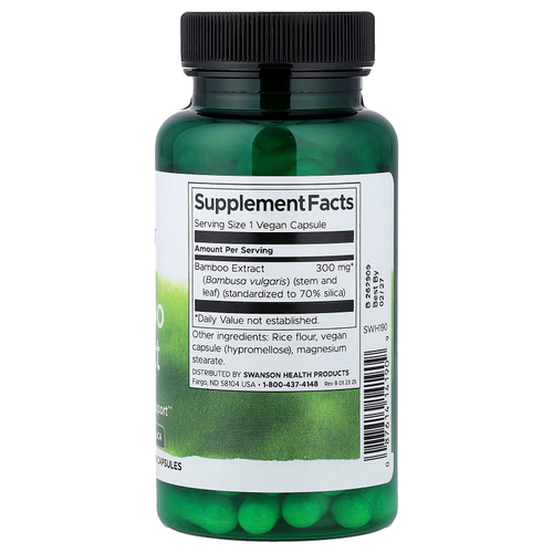 Swanson, Экстракт бамбука, 60 веганских капсул (300 мг на капсулу)
