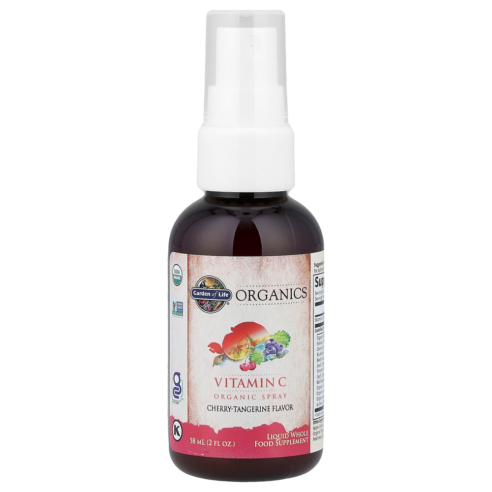 Garden of Life, MyKind Organics, органический спрей с витамином С, вишня и мандарин, 58 мл (2 жидк. унции)