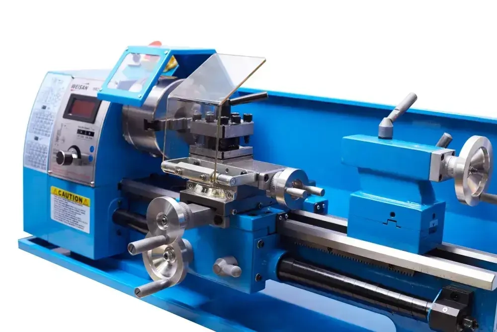 Настольный токарный станок по металлу WEISAN WM210F400. Мини станок для сверлильных и торцевых работ для дома, гаража и мастерской.