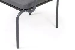 "Нуар" стул плетеный из роупа, каркас алюминий темно-серый (RAL7024) муар, роуп темно-серый круглый, ткань темно-серая 027