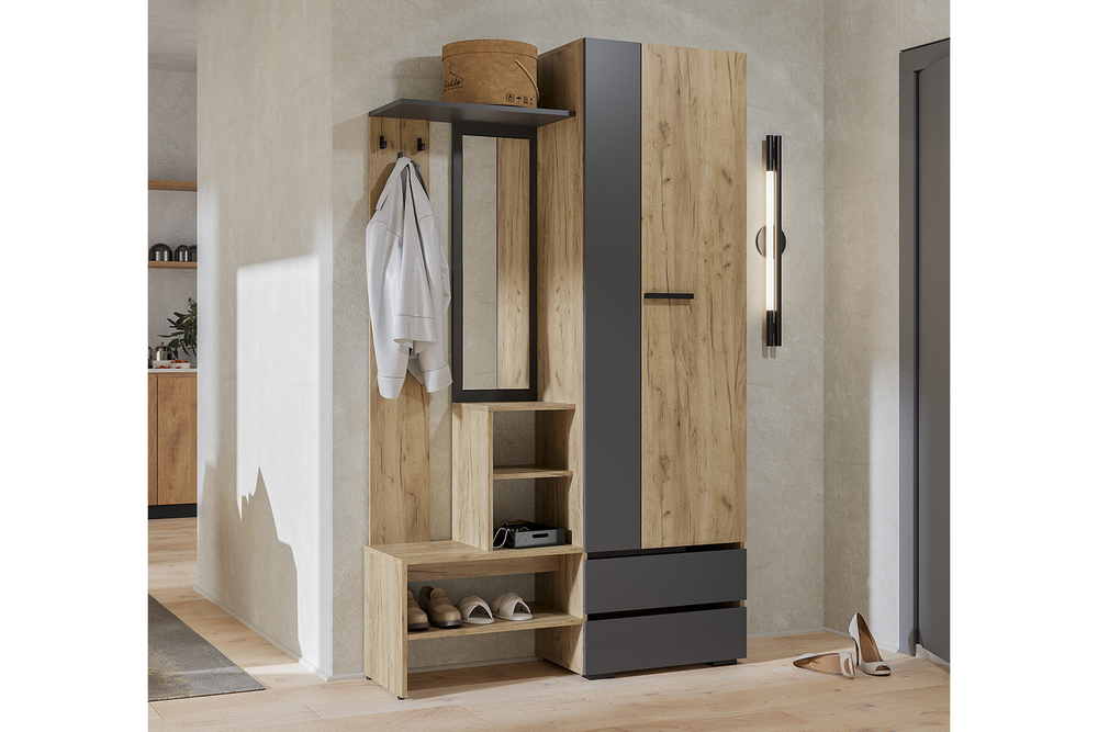 Прихожая Кинг ПР-04, Крафт, Графит