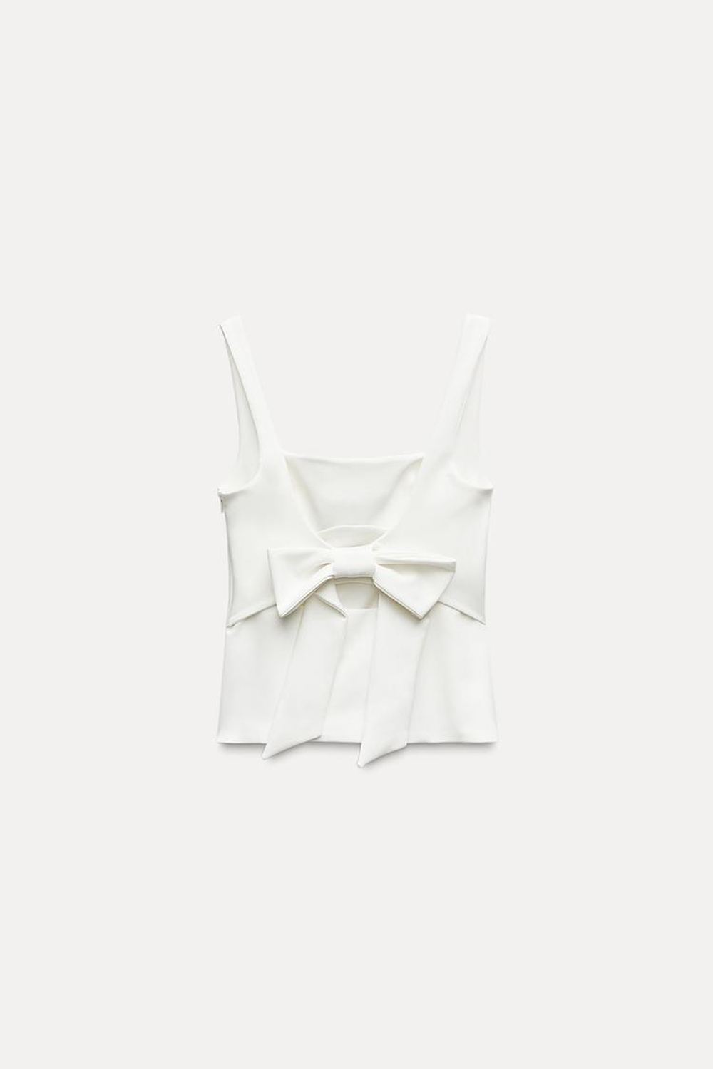 ZARA ТОП С БАНТОМ СЗАДИ, БЕЛЫЙ