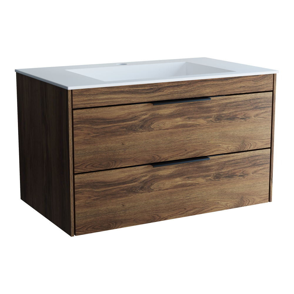 База под раковину Chiara 2D 800 подвесная, 2 выкатных ящика soft-close, С.Oak