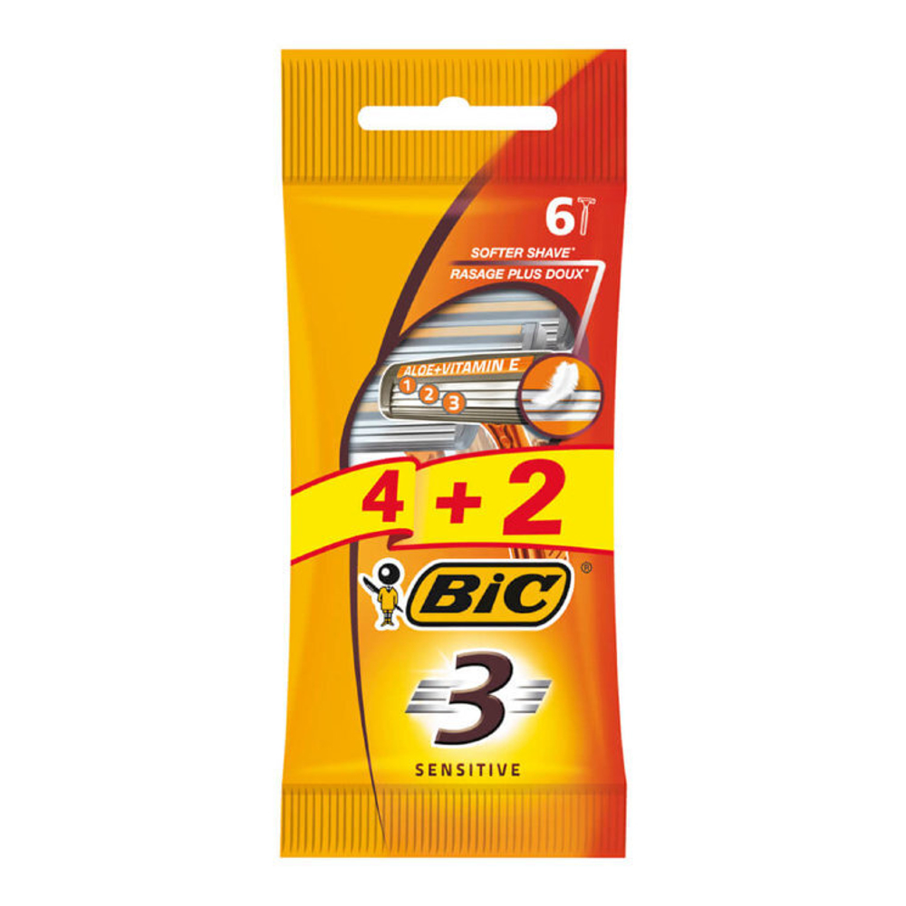 Bic Станок бритвенный Bic3, для чувствительной кожи, 4+2