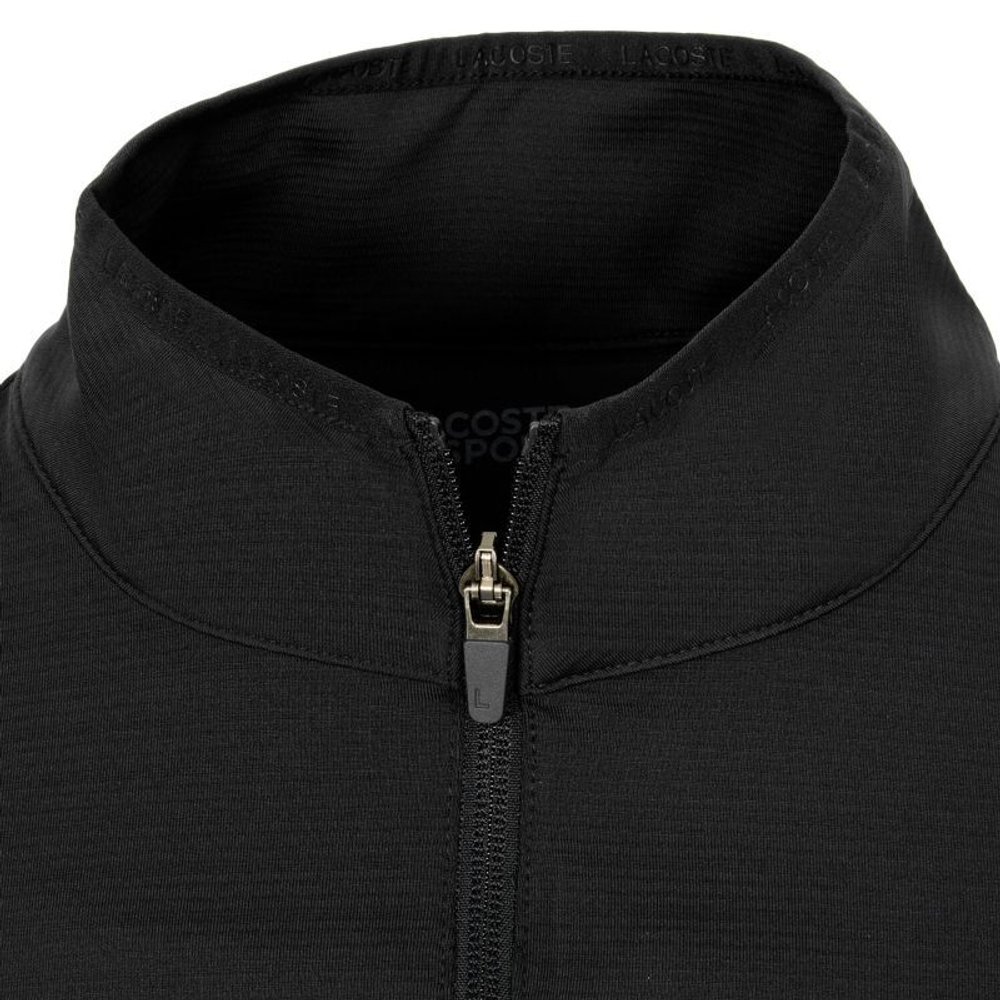 Мужская теннисная кофта Lacoste Men's SPORT Stretch Zippered Collar Sweatshirt - black