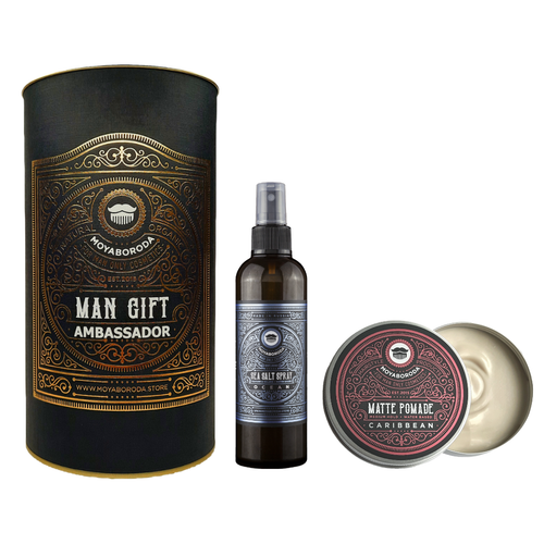 Набор для укладки волос/бороды MOYABORODA "HAIR №2" (Sea Salt Spray + POMADE 100ml + Тубус)