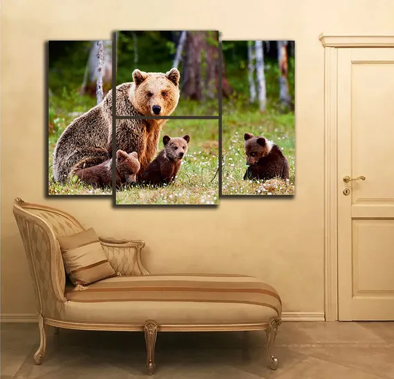 Модульная картина "Медведи в лесу"