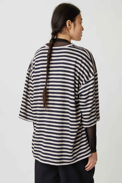 Огромная футболка в полоску "меланж"