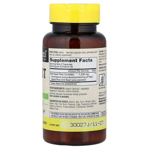 Mason Natural, Красный рис с дрожжами, цельные травы, 60 капсул