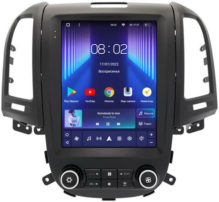 Магнитола для Hyundai Santa Fe 2 2006-2012 (климат, без штатного усилителя, рамка тип 2) - Teyes TPRO 2 монитор 9.7" в стиле "Тесла" на Android 10, ТОП процессор, 4G SIM-слот