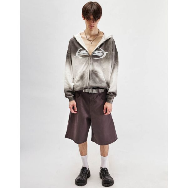 Худи Zip OPM тай-дай белый / серый - фото 7