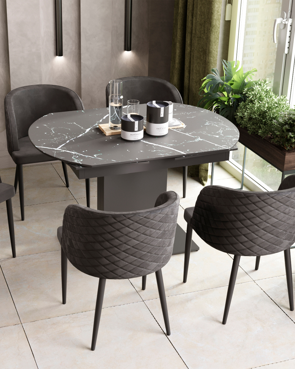 Стул Оскар велюр серый