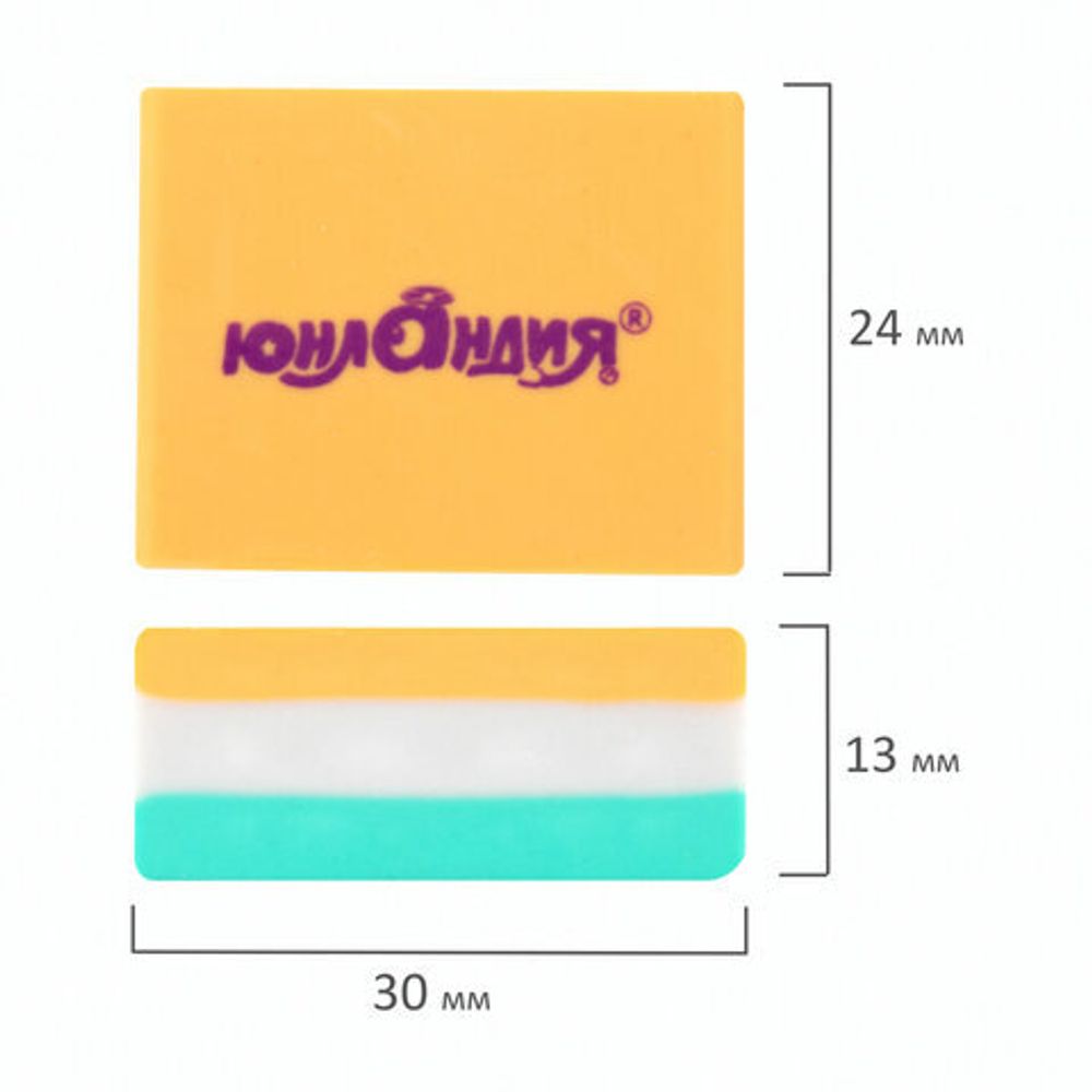 Ластик ЮНЛАНДИЯ "Square", 30х24х13 мм, прямоугольный, пастельные цвета ассорти, 272673