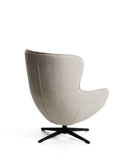 Поворотное кресло Sorile из бежевой синели и черной стали