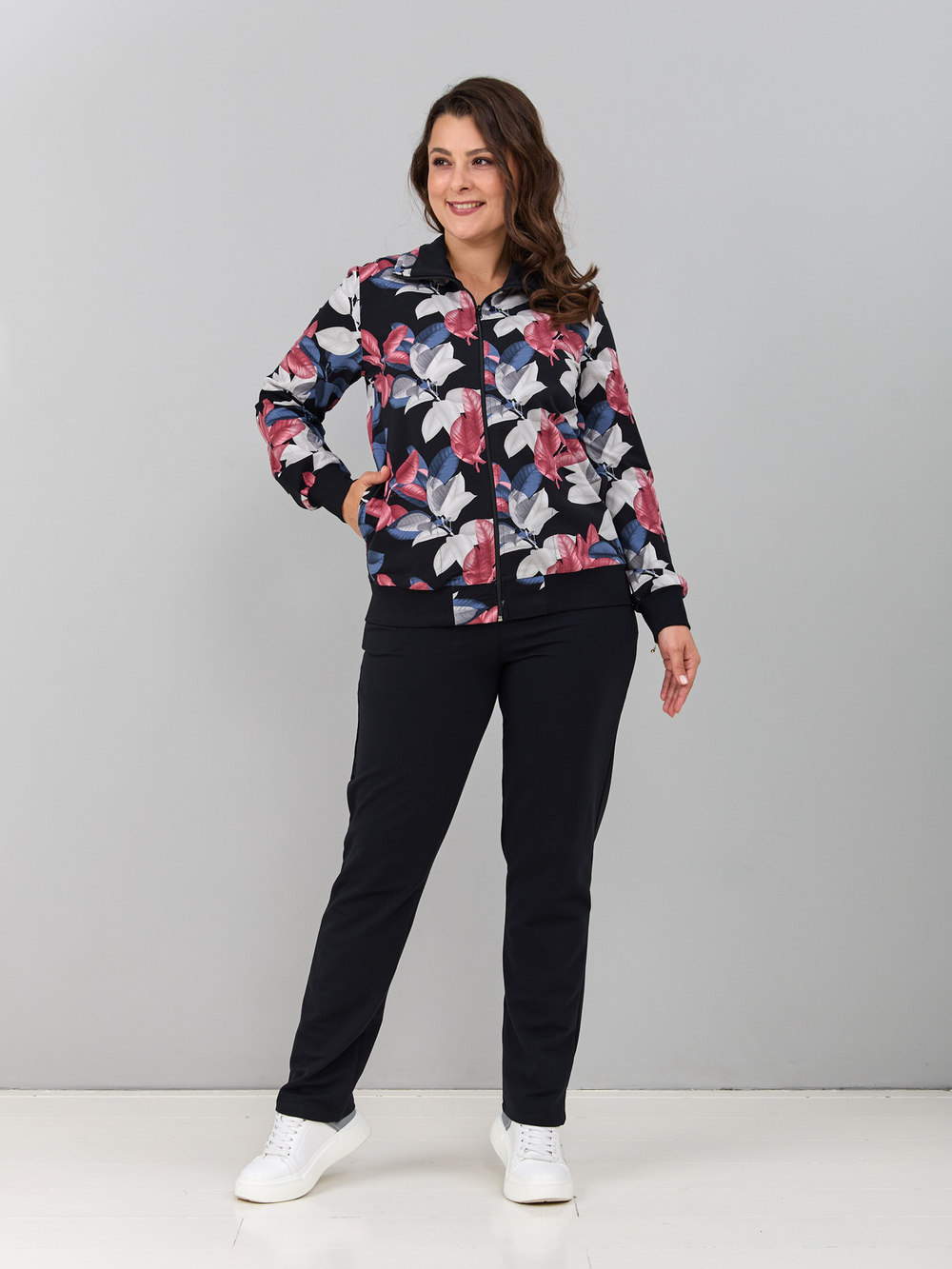 Костюм с брюками КБ-184/черныйбордо-листья