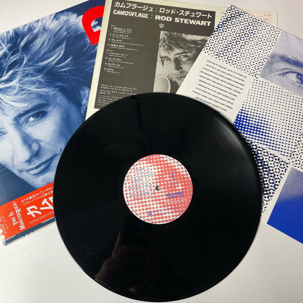 Винтажная виниловая пластинка LP Rod Stewart Camouflage (Japan 1984) (Obi) Heart Is On The Line