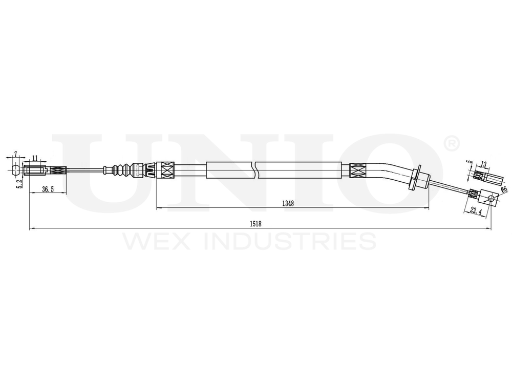 Трос стояночного тормоза задний UNIO CAB-60020