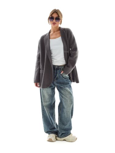 Двубортный темно-серый жакет из кашемира