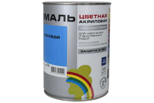ЭМАЛЬ COLORS РАДУГА-220 АКРИЛОВАЯ 0,9Л ГОЛУБОЙ