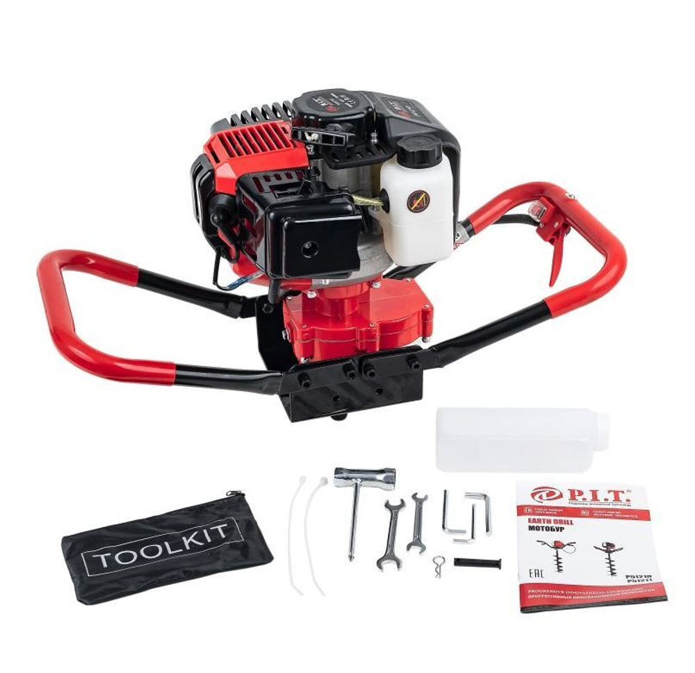 Мотобур P51210 (2-х тактный,1,8кВт. об/двиг 52 см.8000об/мин,топ бак 1,2 л.)