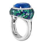 Кольцо с Сапфирами, Изумрудами, Турмалином Параиба и Бриллиантами, R0057-1/1