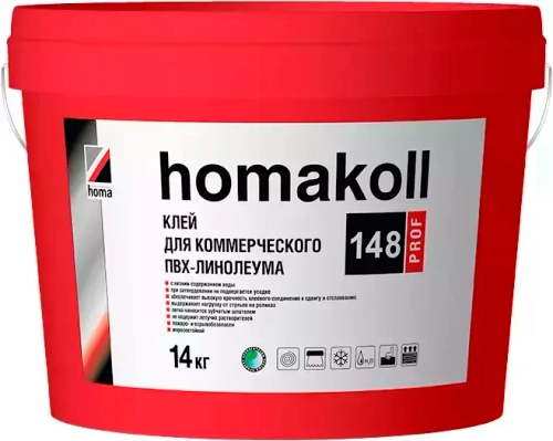 Клей для коммерческого  ПВХ-линолеума водно-дисперсионный Homakoll 148 Prof 14 кг