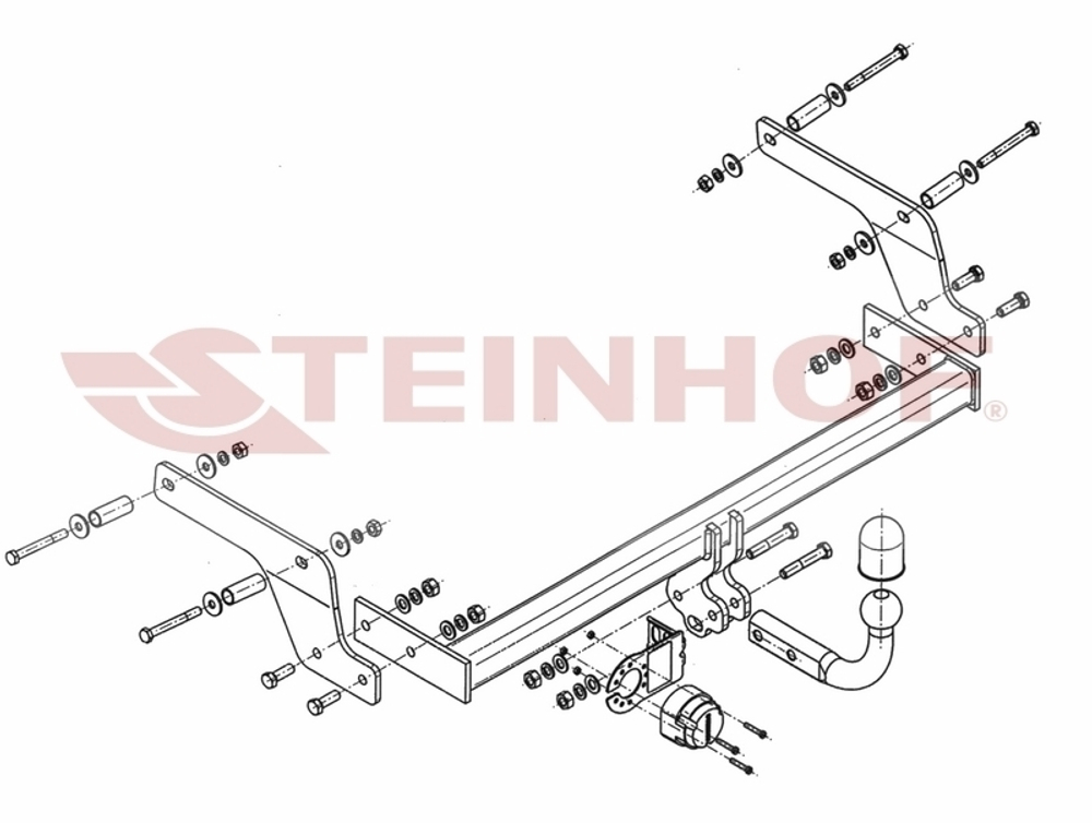Фаркоп Steinhof D-082 для Renault Sandero 2014-, Dacia Sandero 2013-2021(паспорт и сертификат в комплекте)(без электрики)