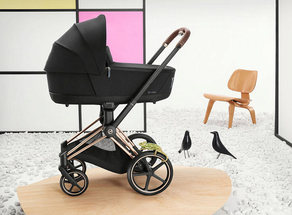 Коляска 3 в 1 Cybex Priam IV Rosegold complete и автокресло Cloud T i-Size Peach Pink Plus Sepia Black