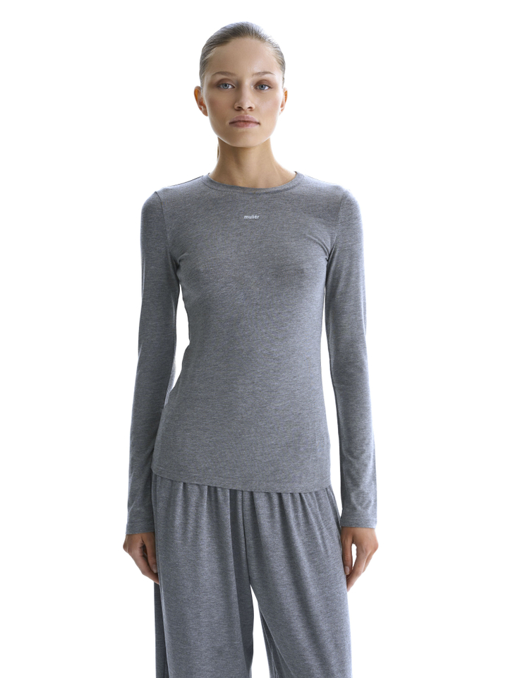 Лонгслив приталенный серый