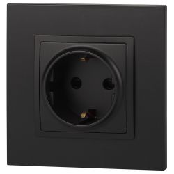 14-2102-05 ЭРА Розетка 2P+E Schuko со шторками, 16A-250В, IP20, Эра Elegance, антрацит