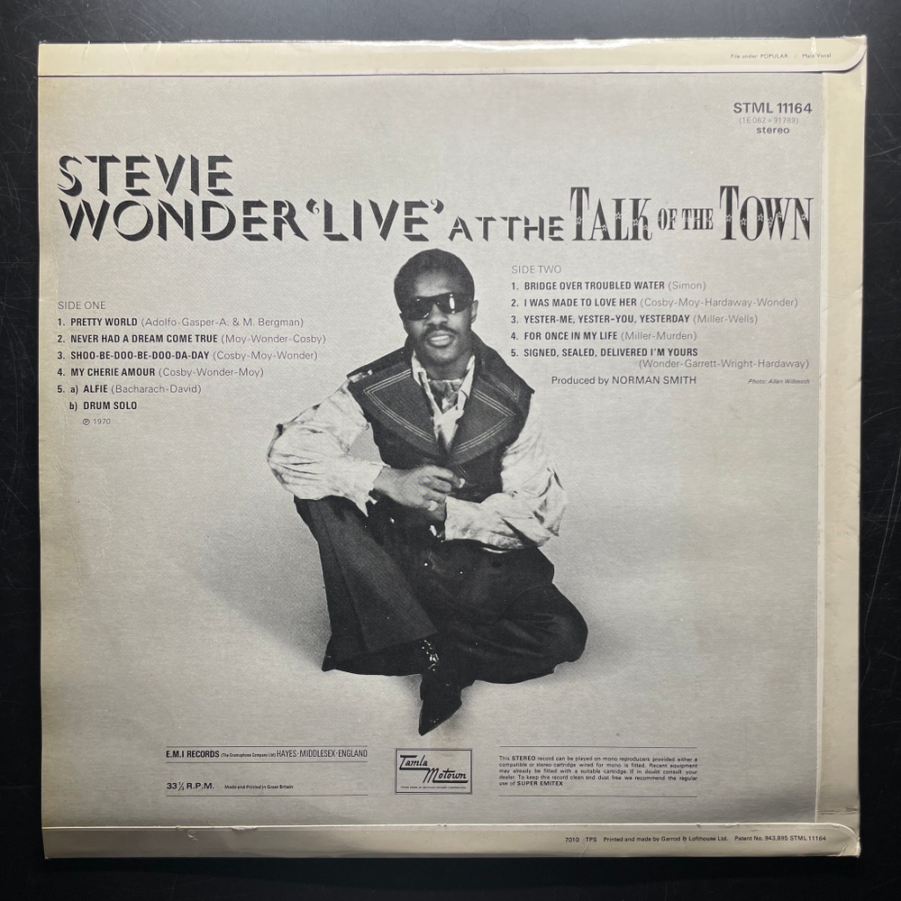 Stevie Wonder ‎– 'Live' At The Talk Of The Town (Англия 1970г.)