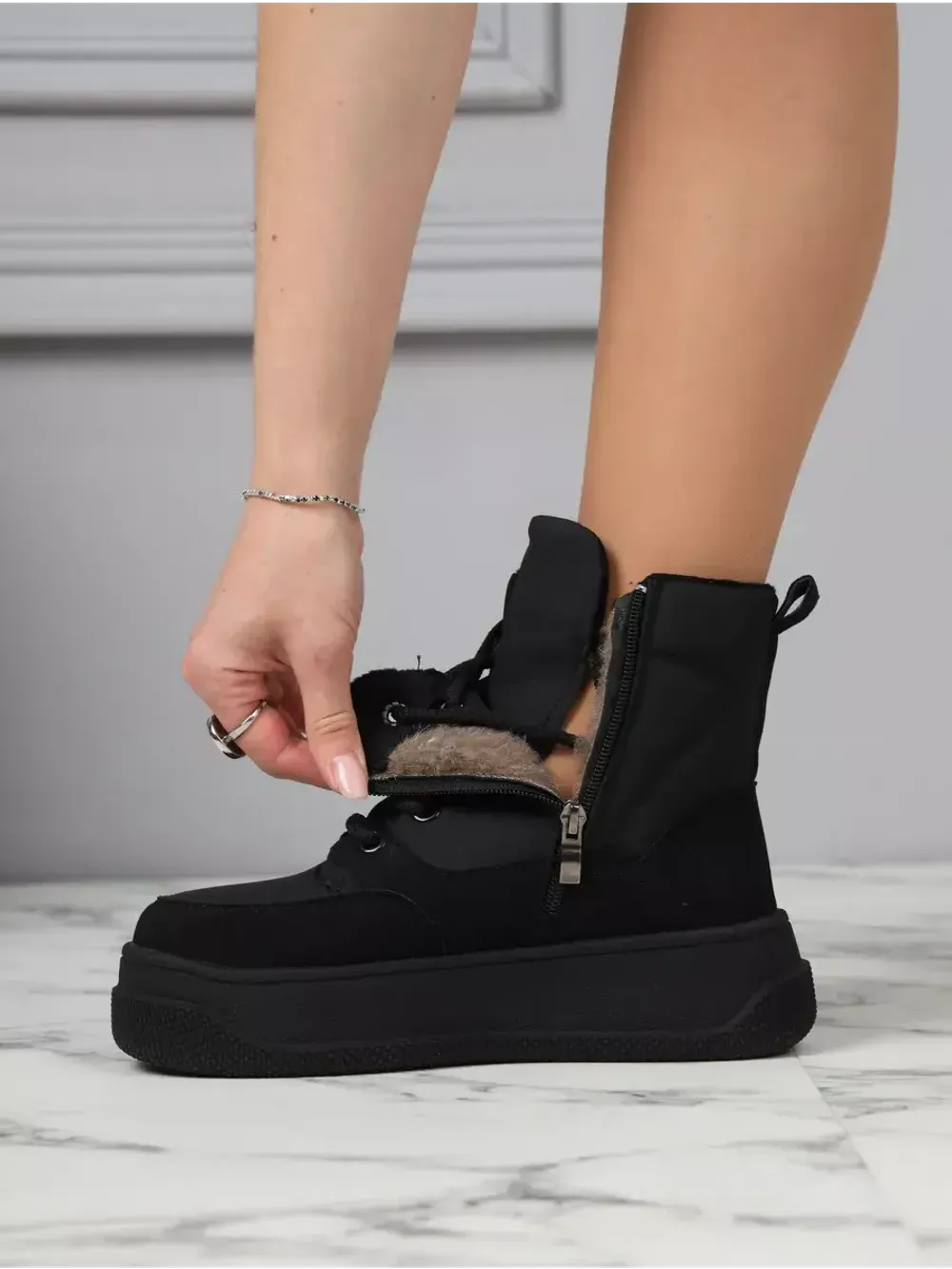 Дутики зимние на платформе