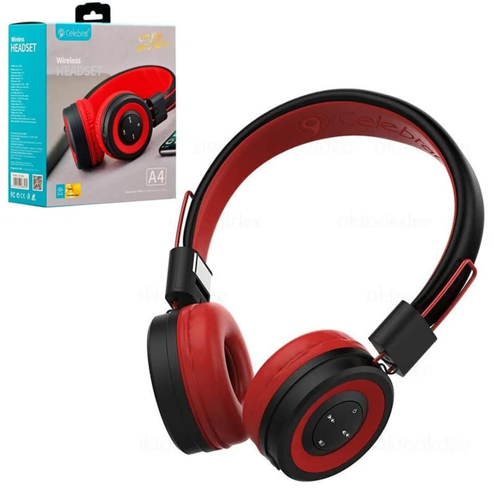 Полноразмерные Bluetooth наушники CELEBRAT A4 (черно-красный)
