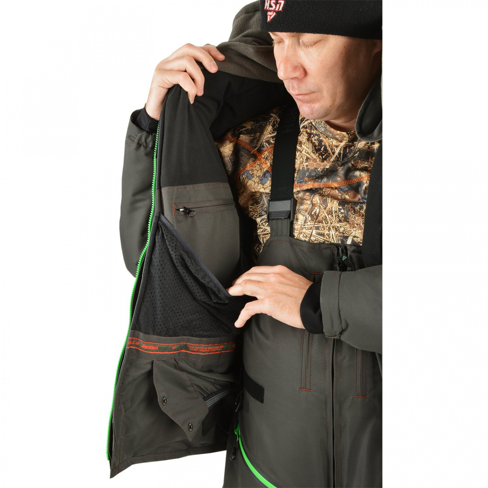 Костюм-поплавок зимний ХСН "RESCUER IV NEW -45" HARDGUARD серый (зеленые молнии)