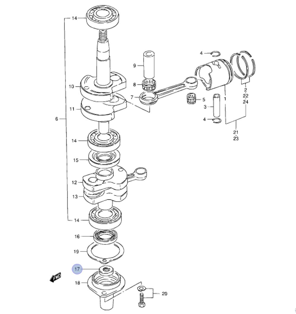 Сальник колен.вала Suzuki 2-8лс (09283-10003-000)
