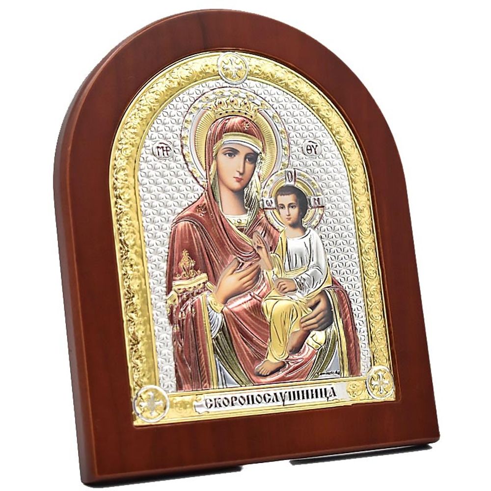 Скоропослушница. Маленькая икона Божьей Матери в серебряном окладе.