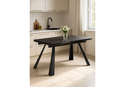 Керамический стол Woodville Маунт 140x80 черный мрамор, черный, ножки черные