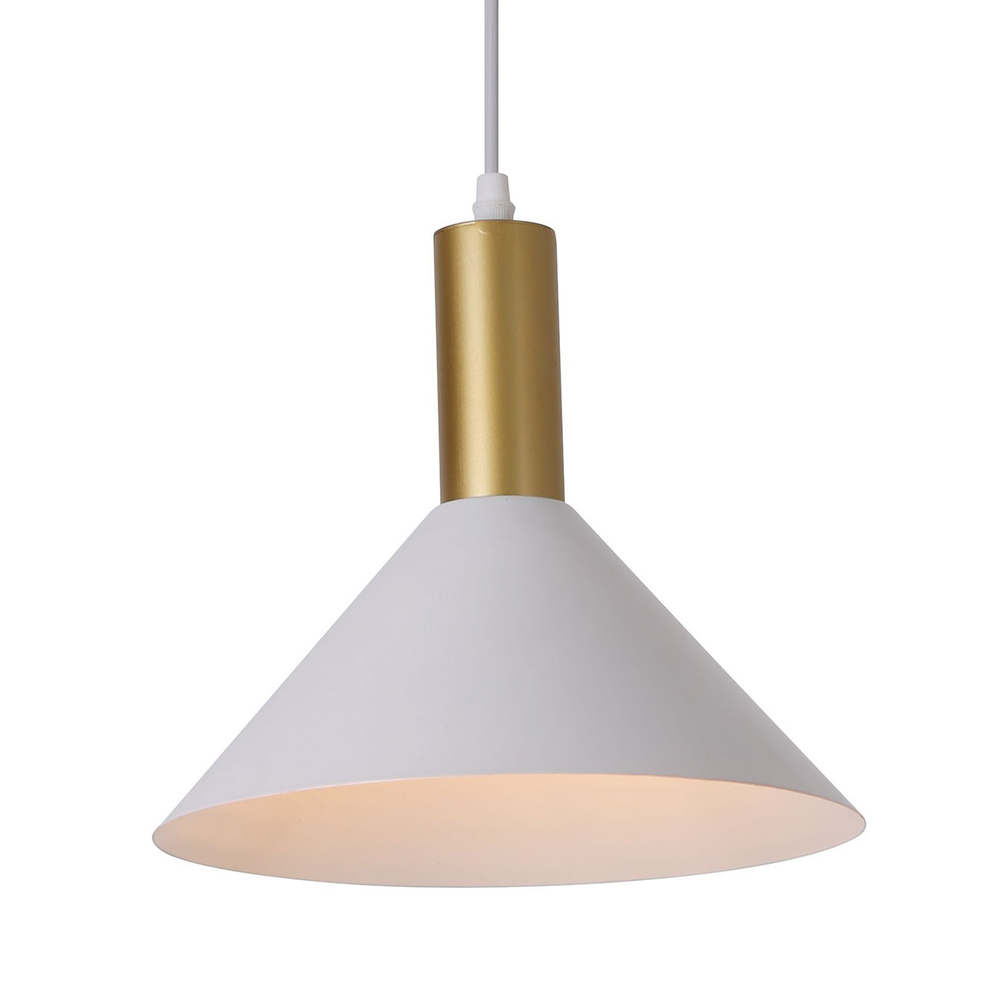 Подвесной светильник 1х60Вт Е27, металл, цвет белый/золото