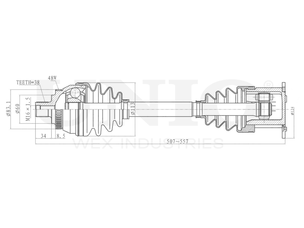 Привод в сборе передний левый/правый UNIO CVJ-10090