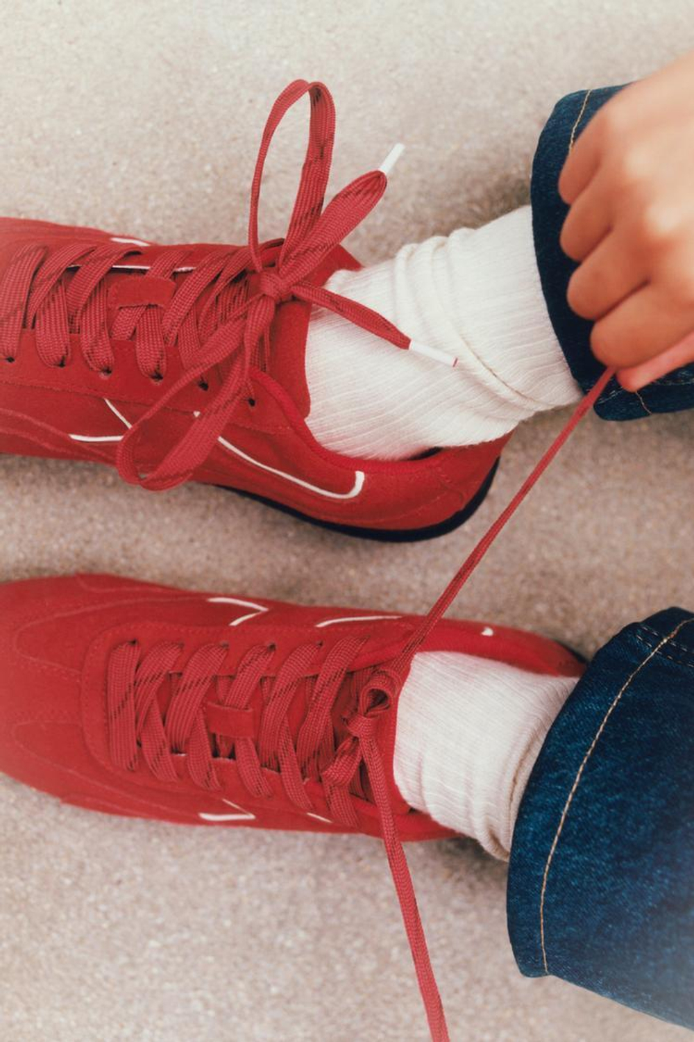 ZARA КОЖАНЫЕ КРОССОВКИ, КРАСНЫЙ