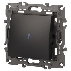 14-1102-05 ЭРА Выключатель с подсветкой, 10АХ-250В, IP20, Эра Elegance, антрацит