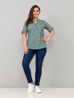 Блузка БЛ-122/шалфей-кораллцветы