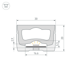 Силиконовый профиль WPH-FLEX-3020-TOP-S16-20m WHITE (Arlight, Силикон) 062840