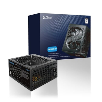 Блок питания PCCooler  600W, HW600-NP, Non Modular, 80+, КПД ≥80%, ATX, Fan 120mm, Черный, HW600-NP