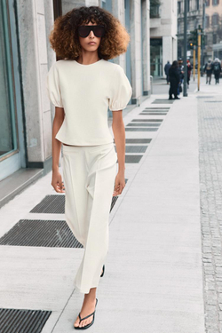 ZARA ОБЪЕМНЫЕ БРЮКИ, ЭКРЮ