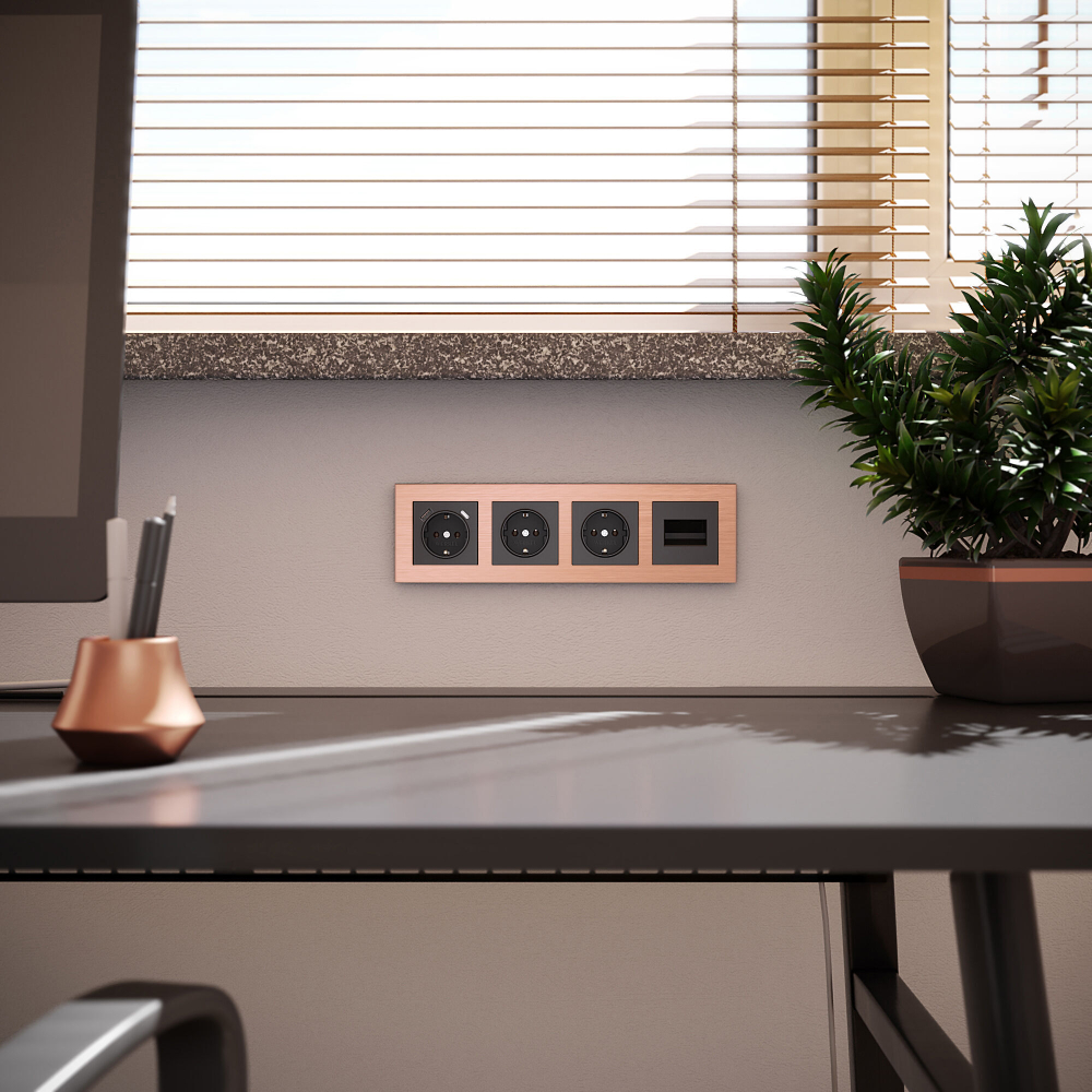 Рамка на 4 поста Aluminium (бронза)