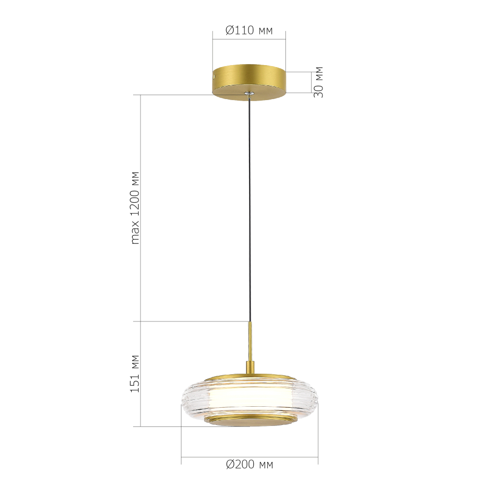 SL6239.203.01 Светильник подвесной ST-Luce золото/прозрачный LED 1*7W 3000K FRITTELA