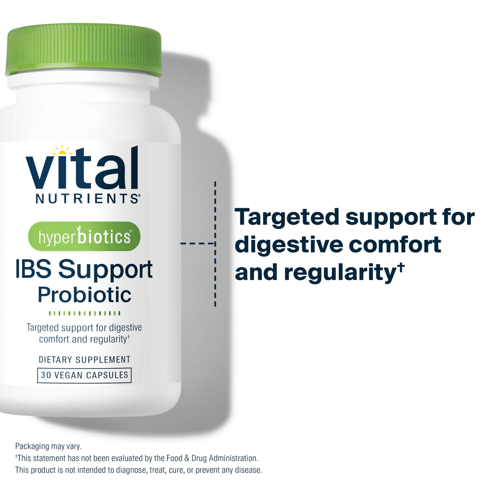 Vital Nutrients, Hyperbiotics®, пробиотик для поддержки СРК, 30 веганских капсул